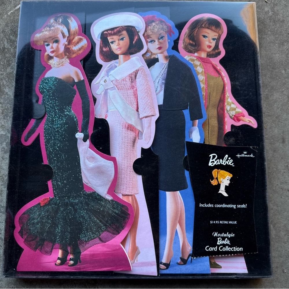Barbie card collection featuring elegant outfits Includes coordinating seals